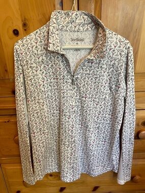 Women’s White Printed Quarter-Zip Performance Shirt San Soleil